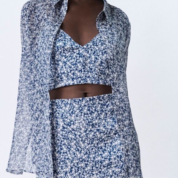 ZARA FLORAL PRINT BLOUSE - Picture 3 of 8